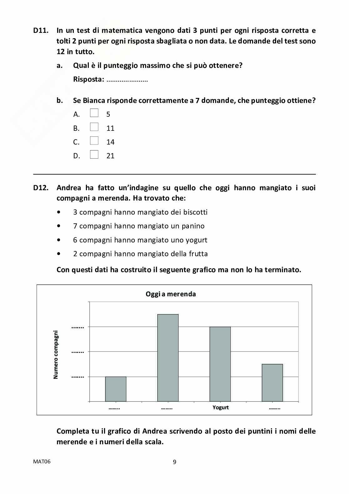 Prova Invalsi Matematica 2011/2012 Prima Media Pag. 11