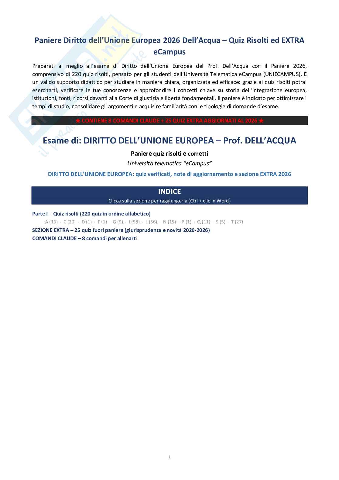 Diritto dell’Unione Europea  Pag. 1