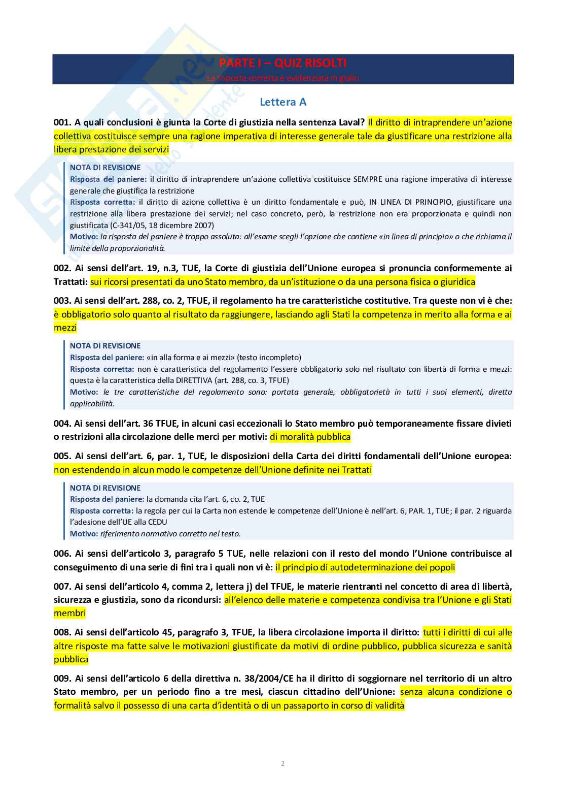 Diritto dell’Unione Europea  Pag. 2