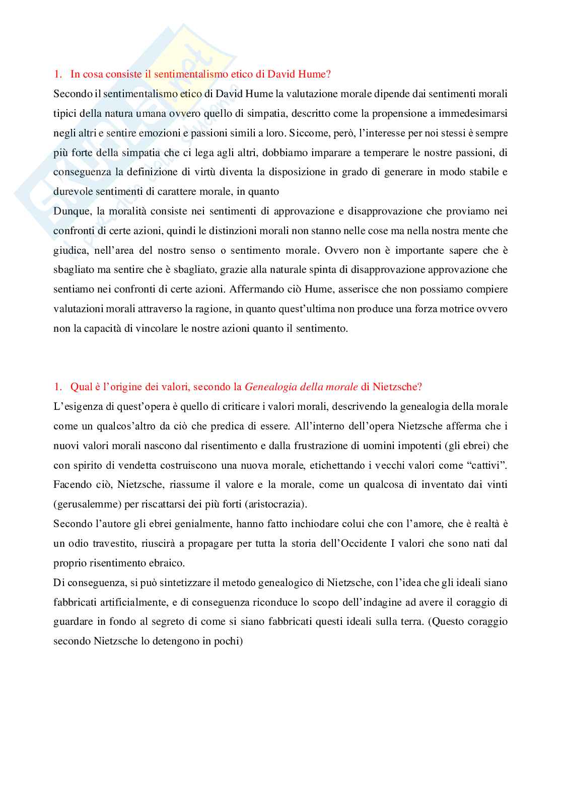 Domande d'esame Introduzione alla filosofia morale Pag. 16