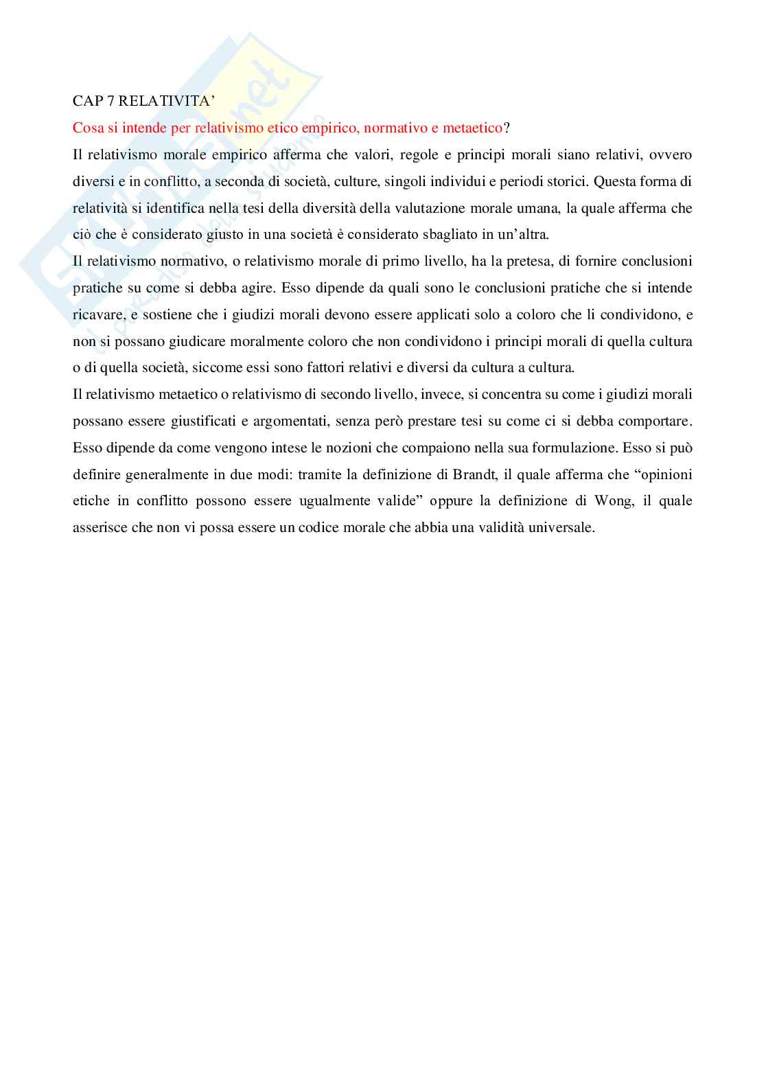 Domande d'esame Introduzione alla filosofia morale Pag. 6