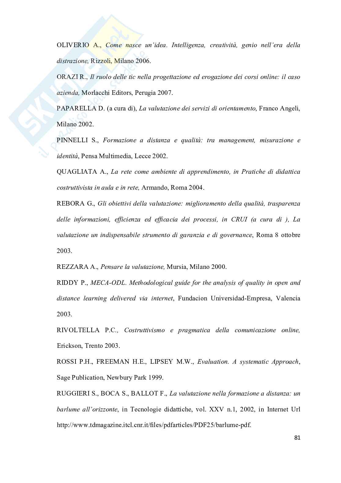 Nuova Frontiera dell’e-learning: peculiarità e prospettive future Pag. 81