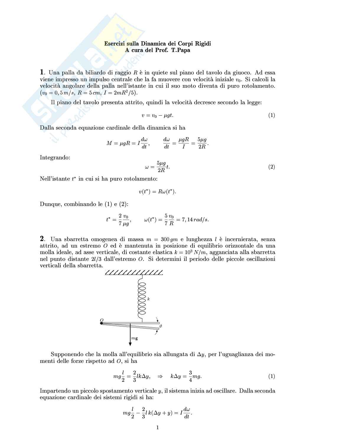Esercitazione fisica 1 parte 2 Pag. 1