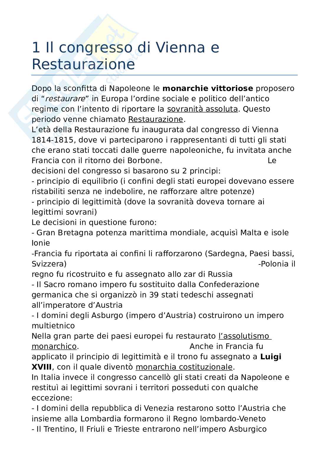 Storia contemporanea Pag. 1