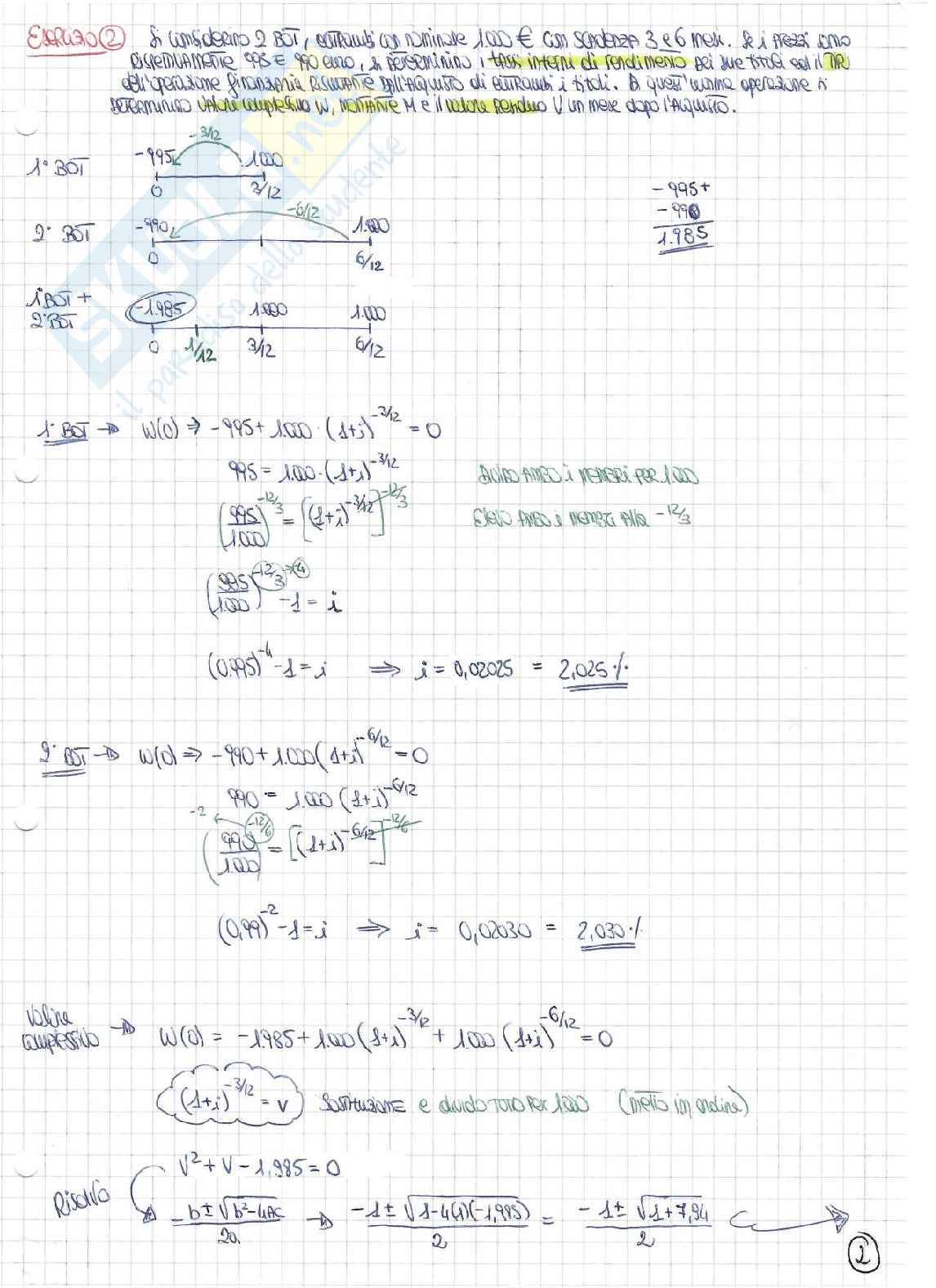 Esercizi di Matematica finanziaria Pag. 2