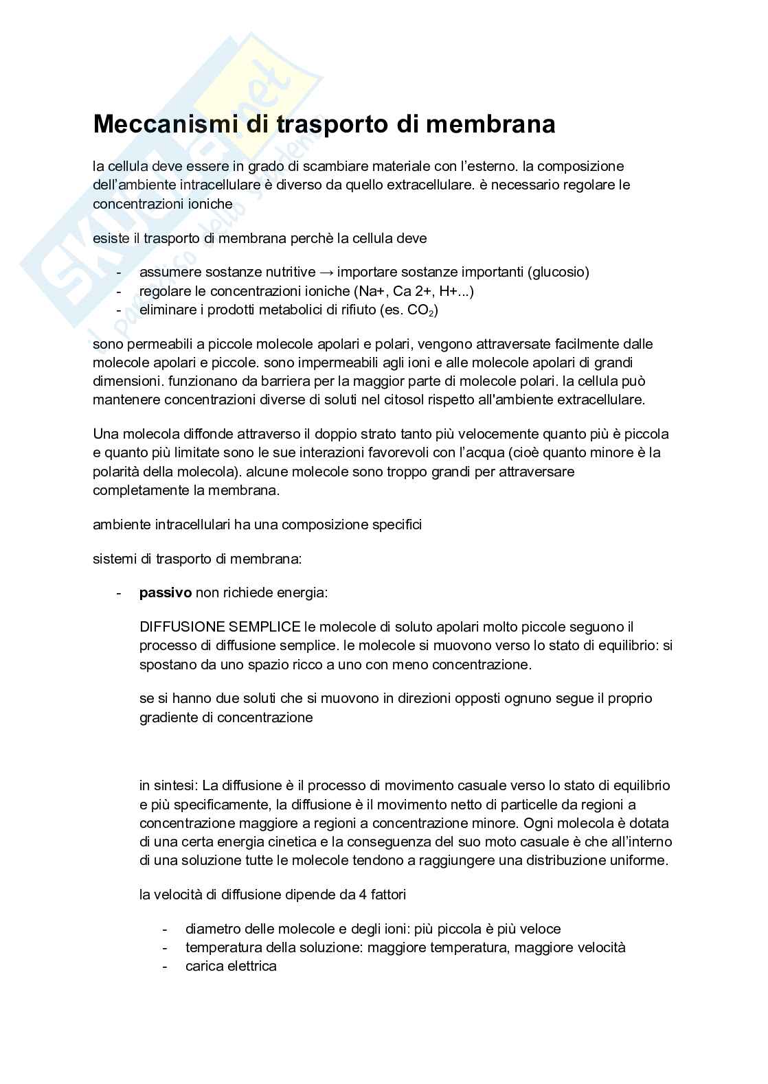 Trasporti di membrana Pag. 1