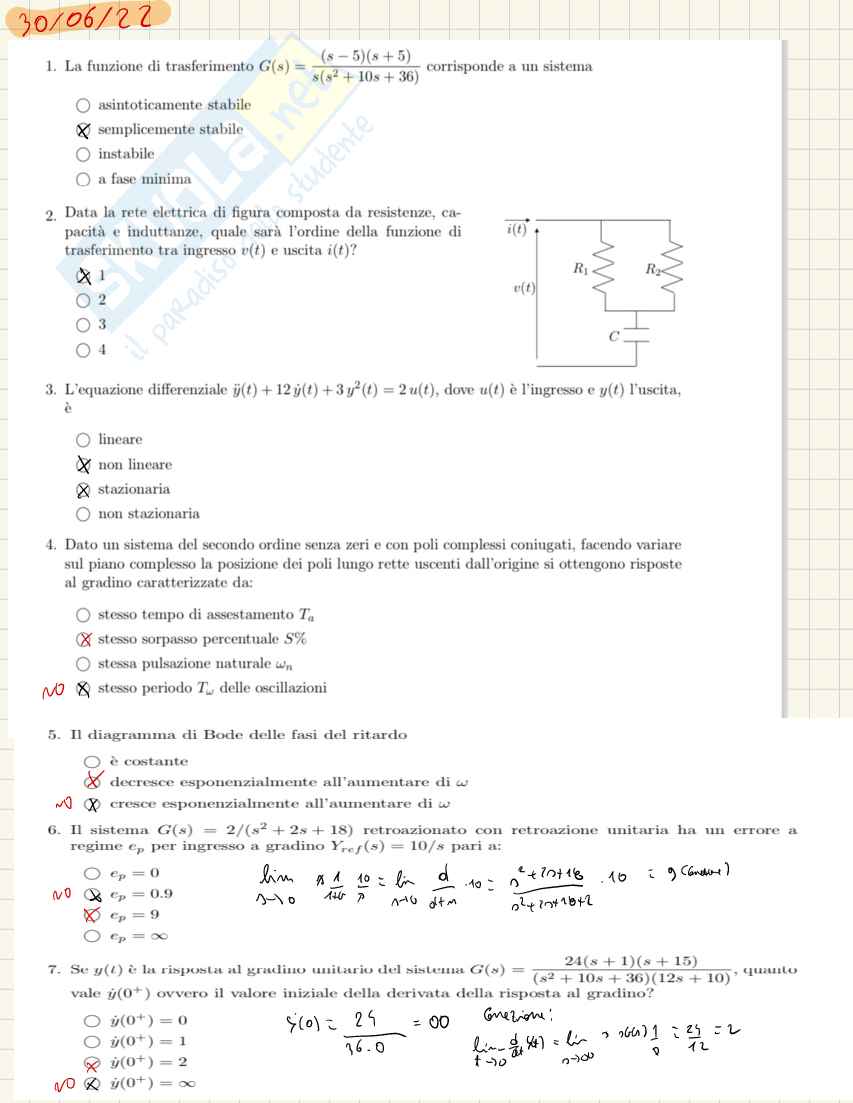 Tracce svolte Controlli automatici - A-5 Pag. 1