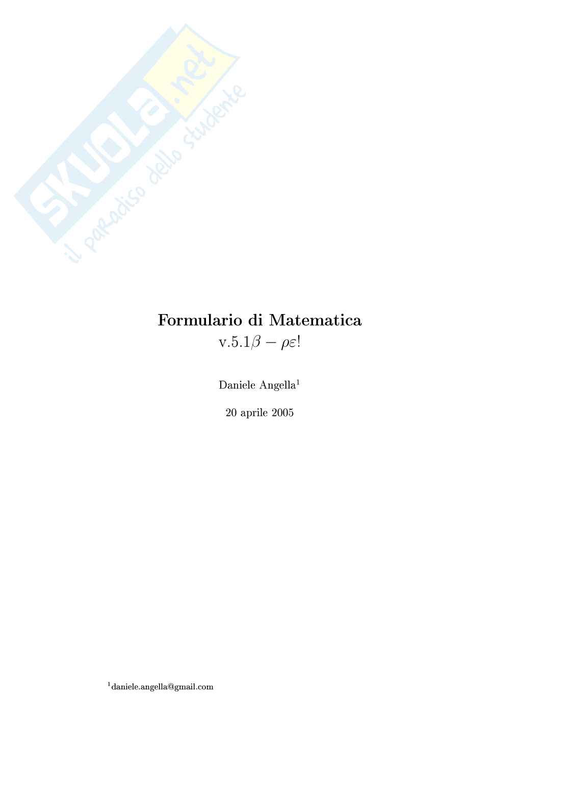 Formulario di matematica per l'esame di maturità Pag. 1