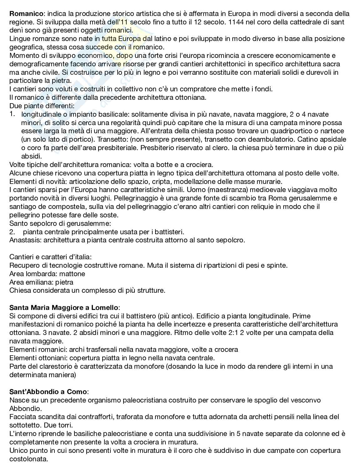 Appunti di Storia dell'architettura sul romanico Pag. 1