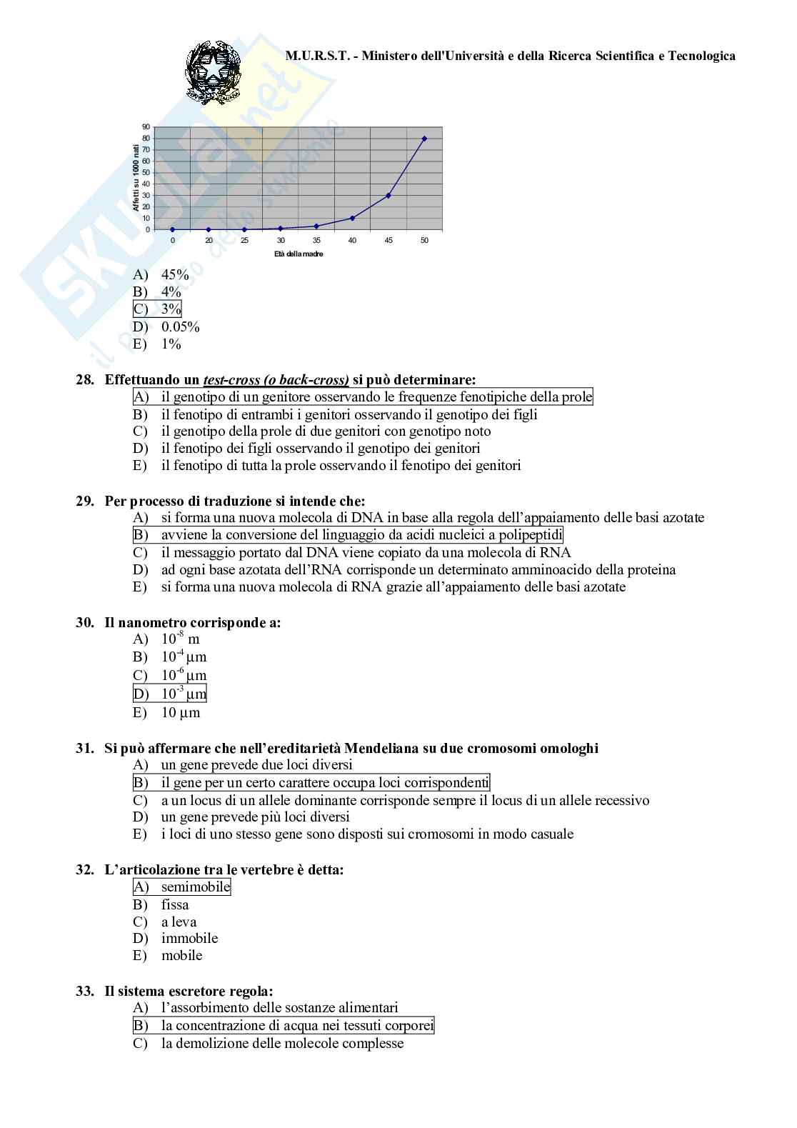2001 Veterinaria: test di ammissione Pag. 11