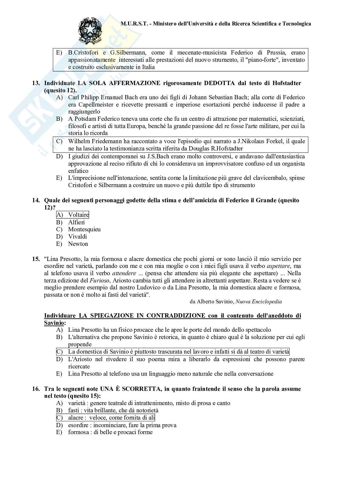 2001 Veterinaria: test di ammissione Pag. 6