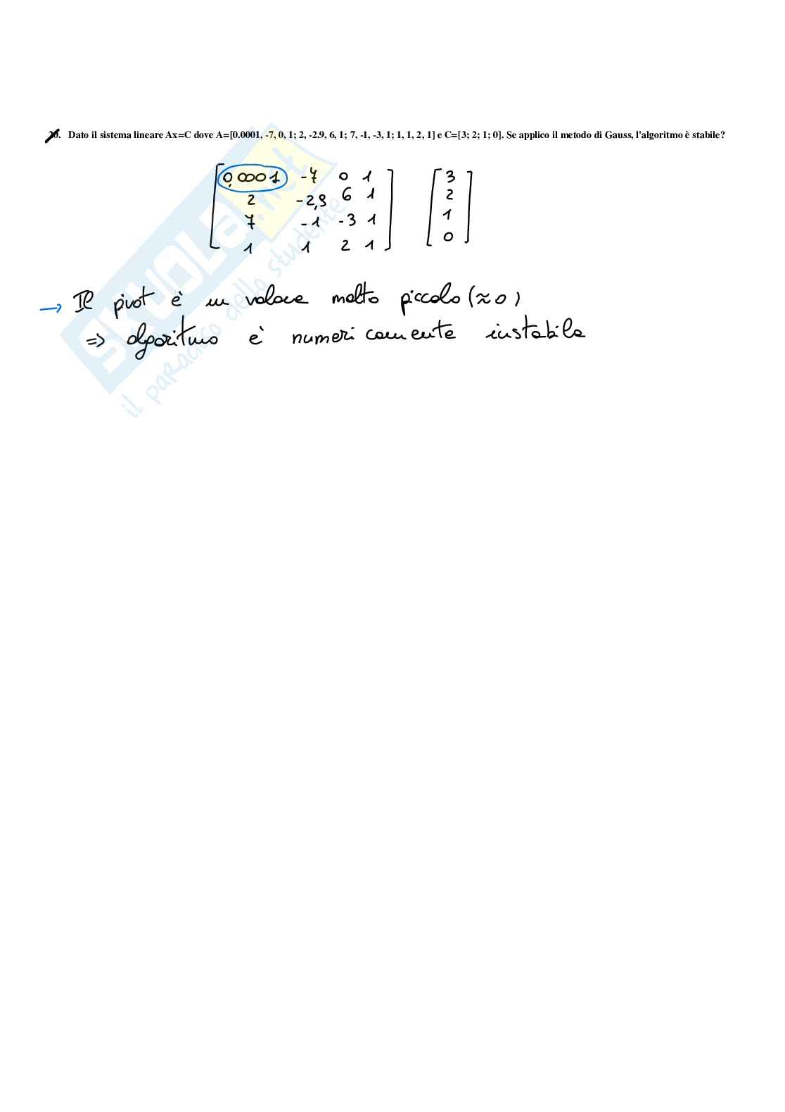 Paniere con risposte chiuse di Analisi numerica Pag. 21