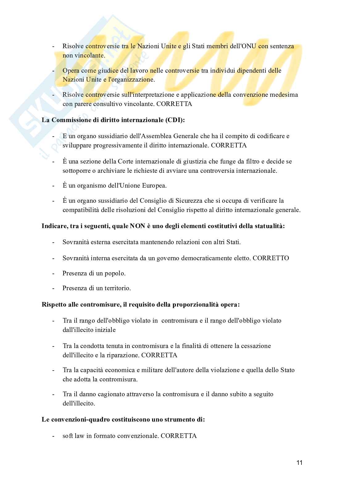 Esercitazioni esame scritto Diritto internazionale  Pag. 11