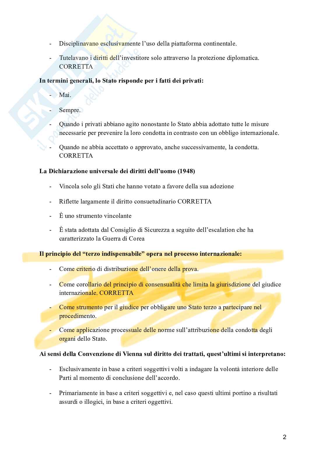 Esercitazioni esame scritto Diritto internazionale  Pag. 2