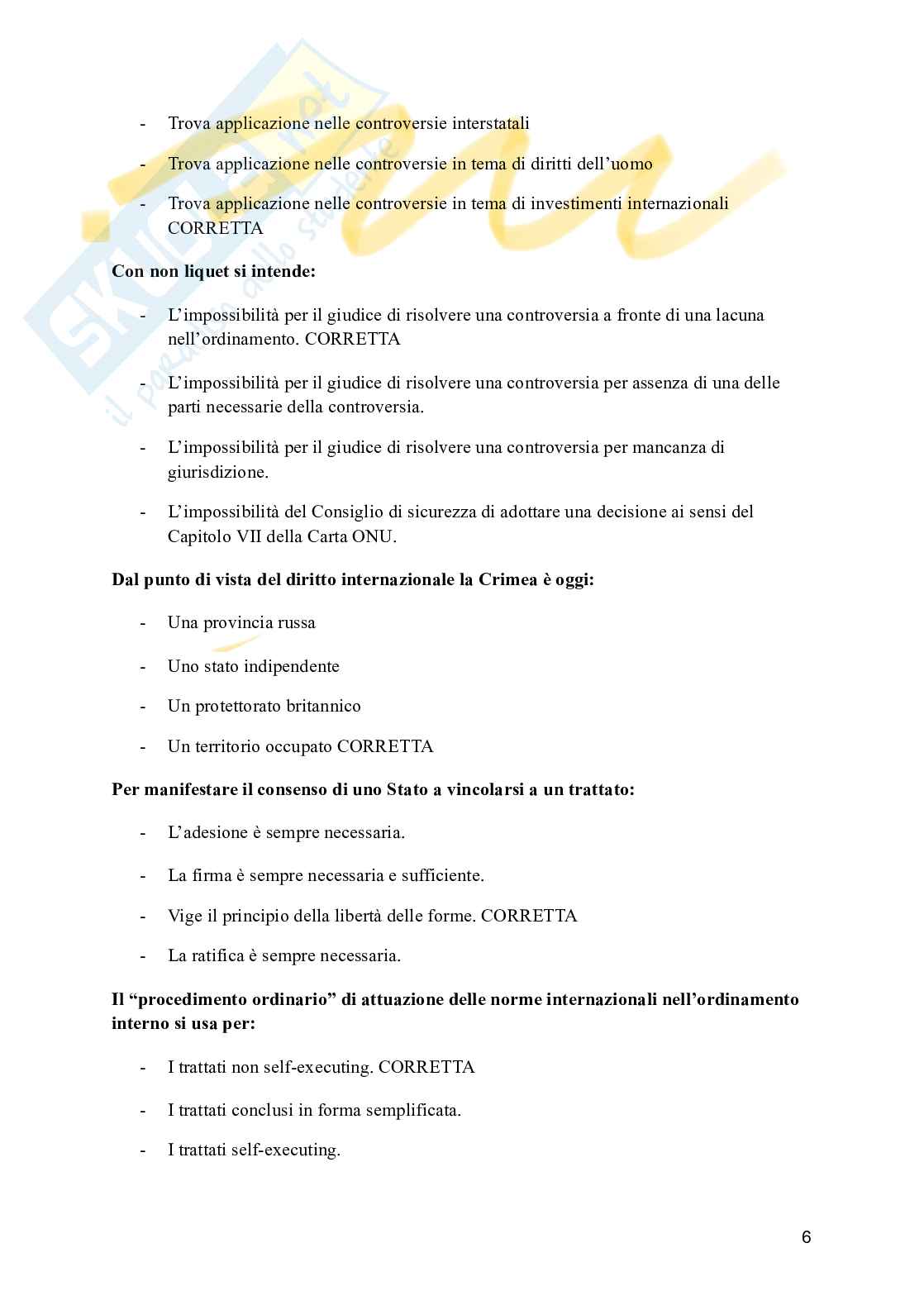 Esercitazioni esame scritto Diritto internazionale  Pag. 6