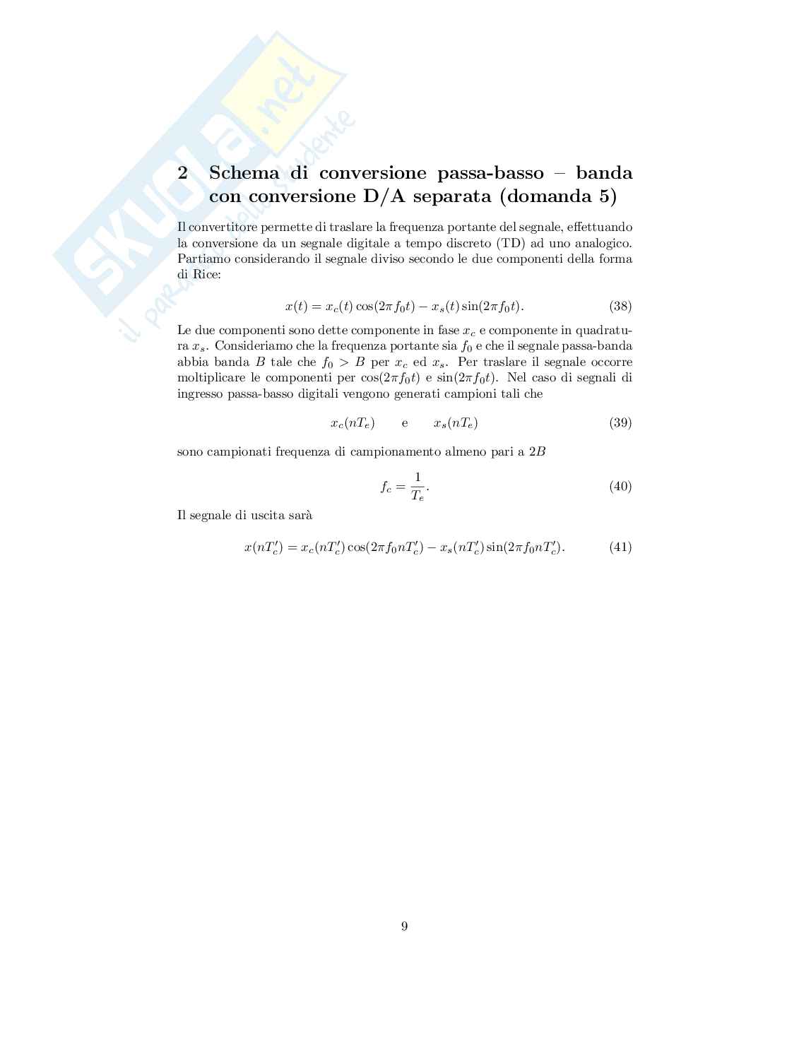 Trasmissione dei segnali digitali - conversione passabasso-passabanda   Pag. 1