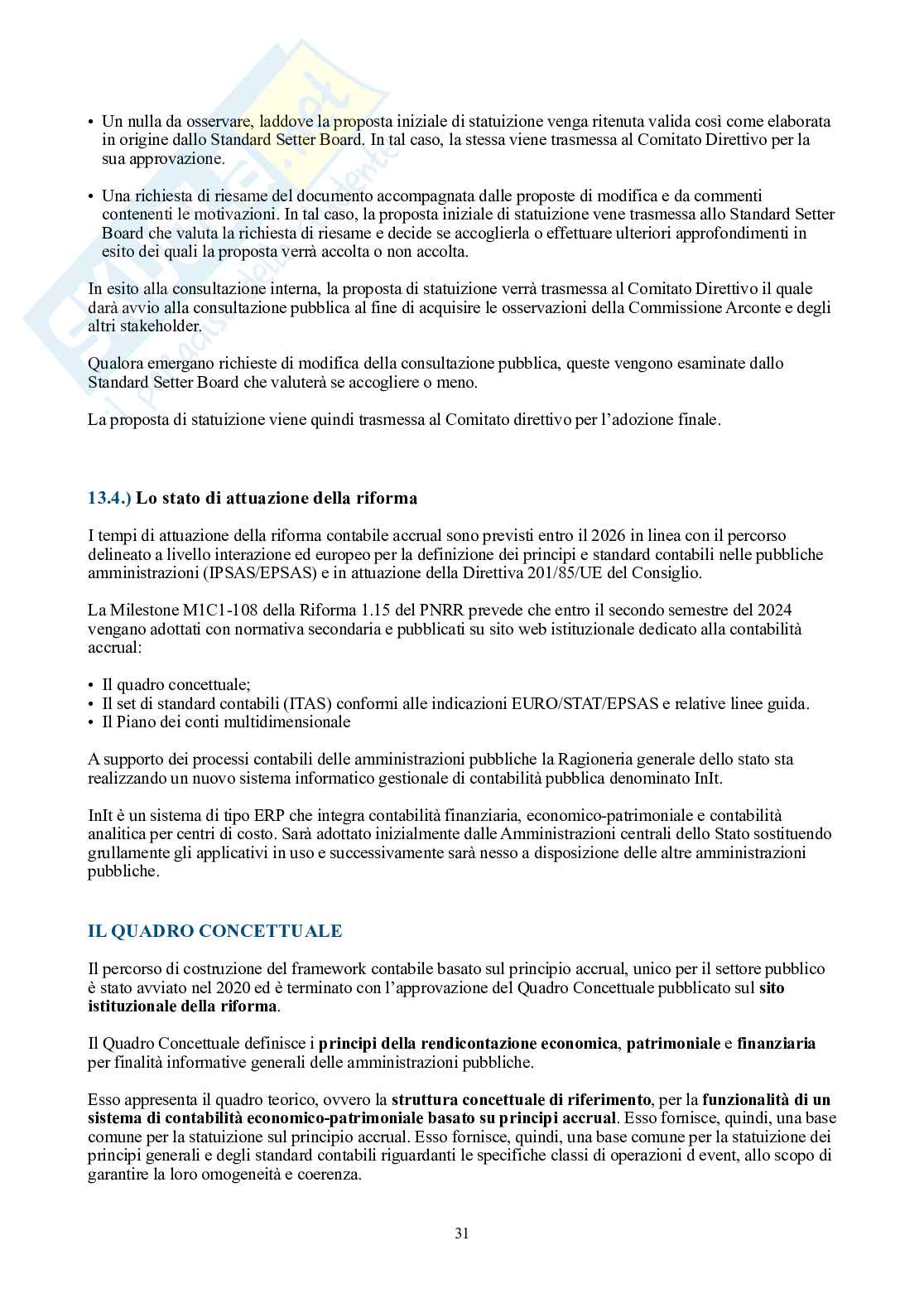 Ragioneria pubblica – Parte 2 – Teoria (bilancio pubblico, Sistema Unico, accrual) Pag. 31