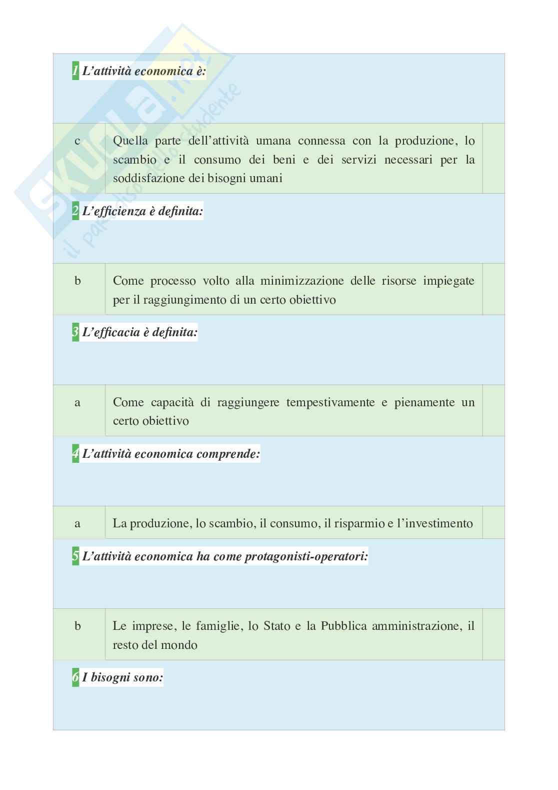 Tutte le 1000 domande e risposte esame di Economia e gestione delle imprese - 184 Pagine - aggiornate a Novembre 2022 Pag. 1