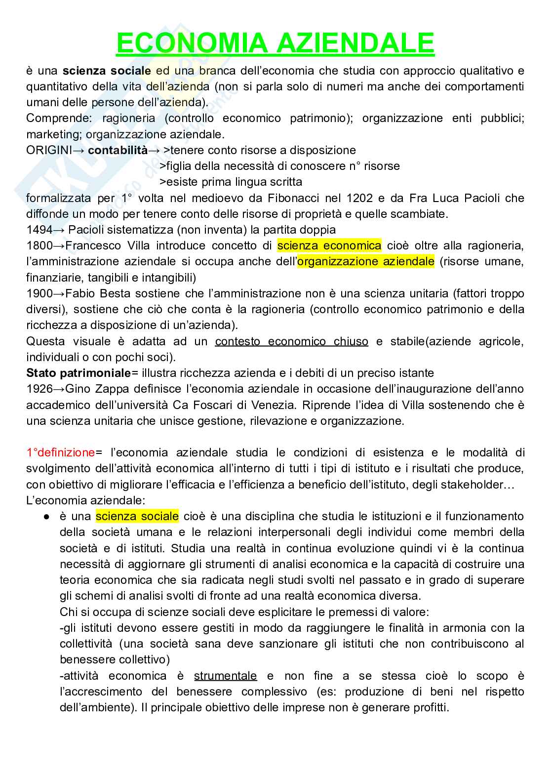 Appunti Economia aziendale Pag. 1