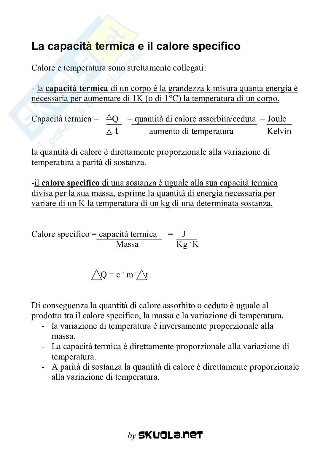 Calore e temperatura - Calorimetria