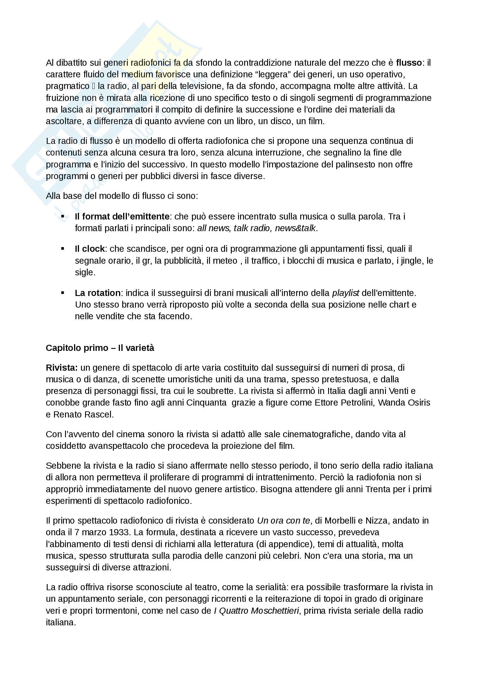 Riassunto esame Spettacolo, prof. Bonini, libro consigliato Lo spettacolo radiofonico Pag. 2