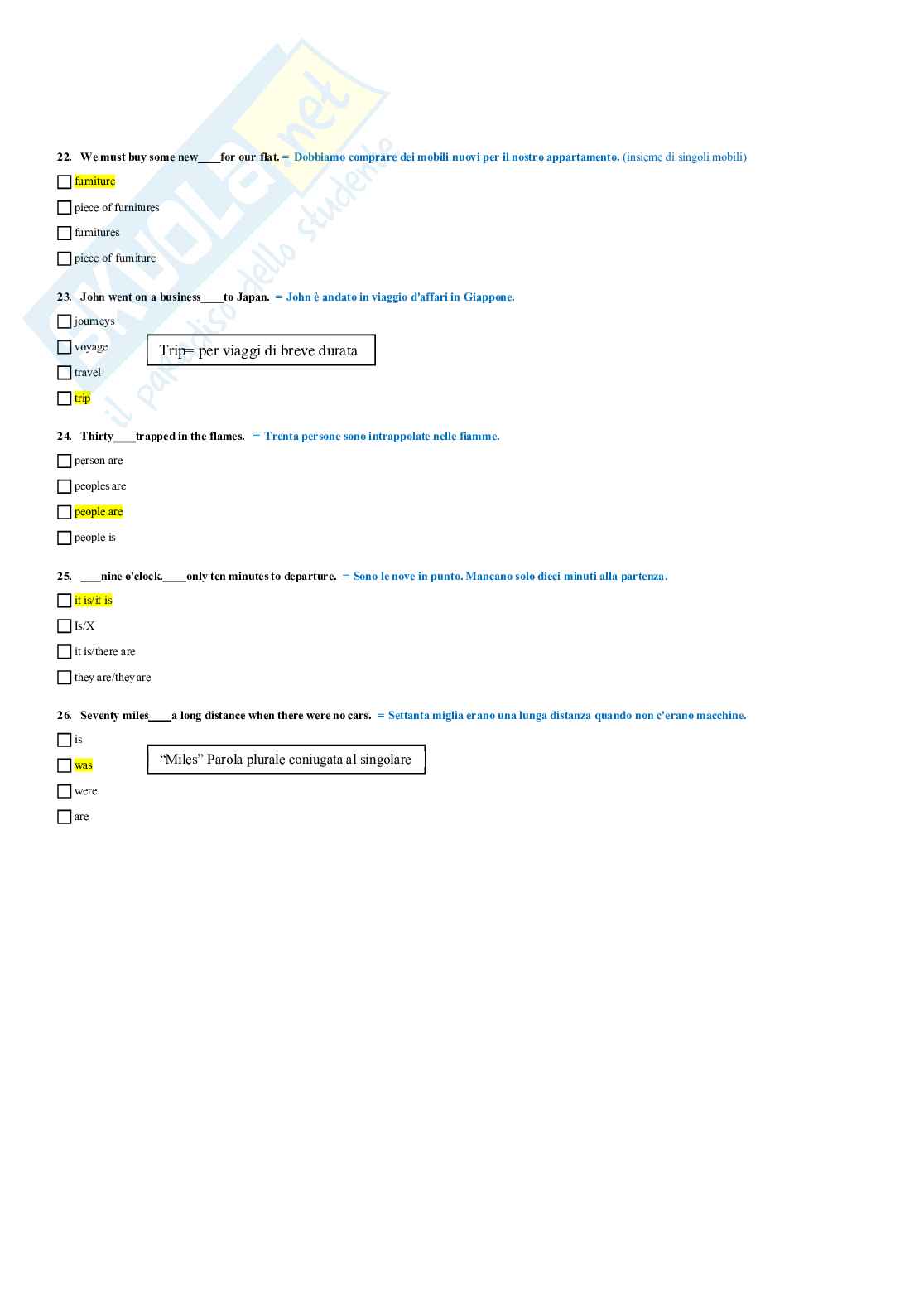 Paniere Lingua Inglese - multiple e aperte Pag. 31