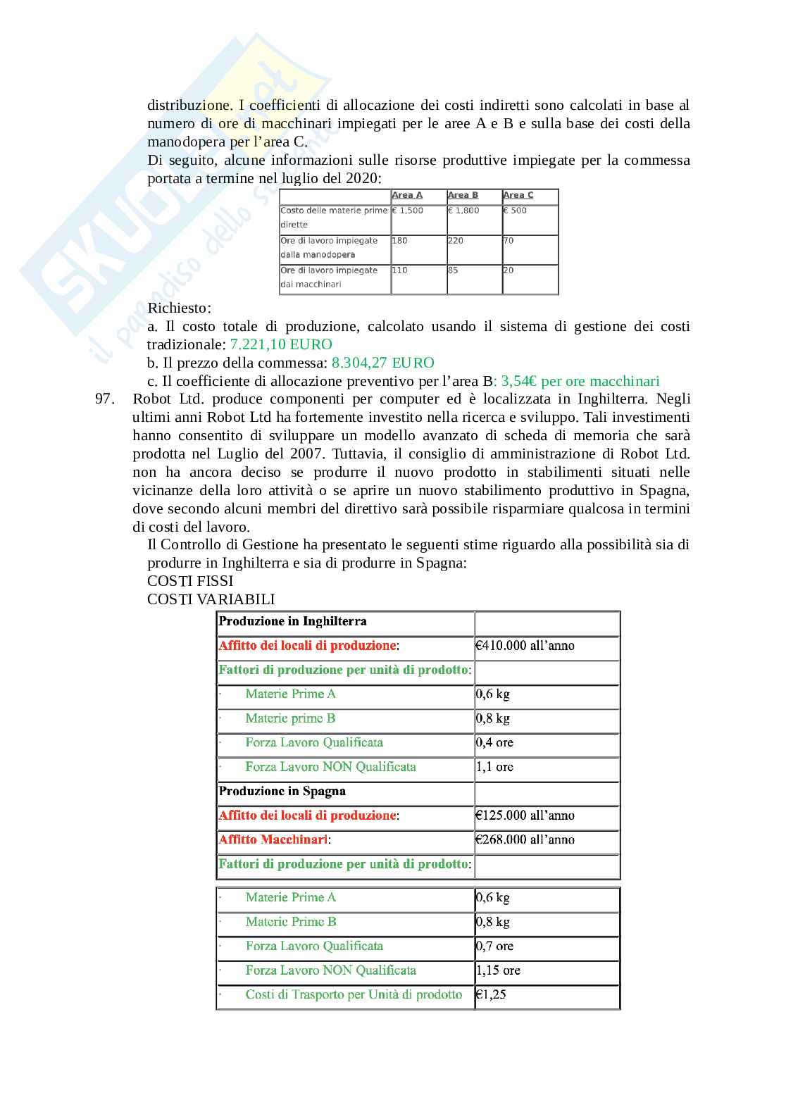 Domande multiple Pianificazione e controllo Pag. 26