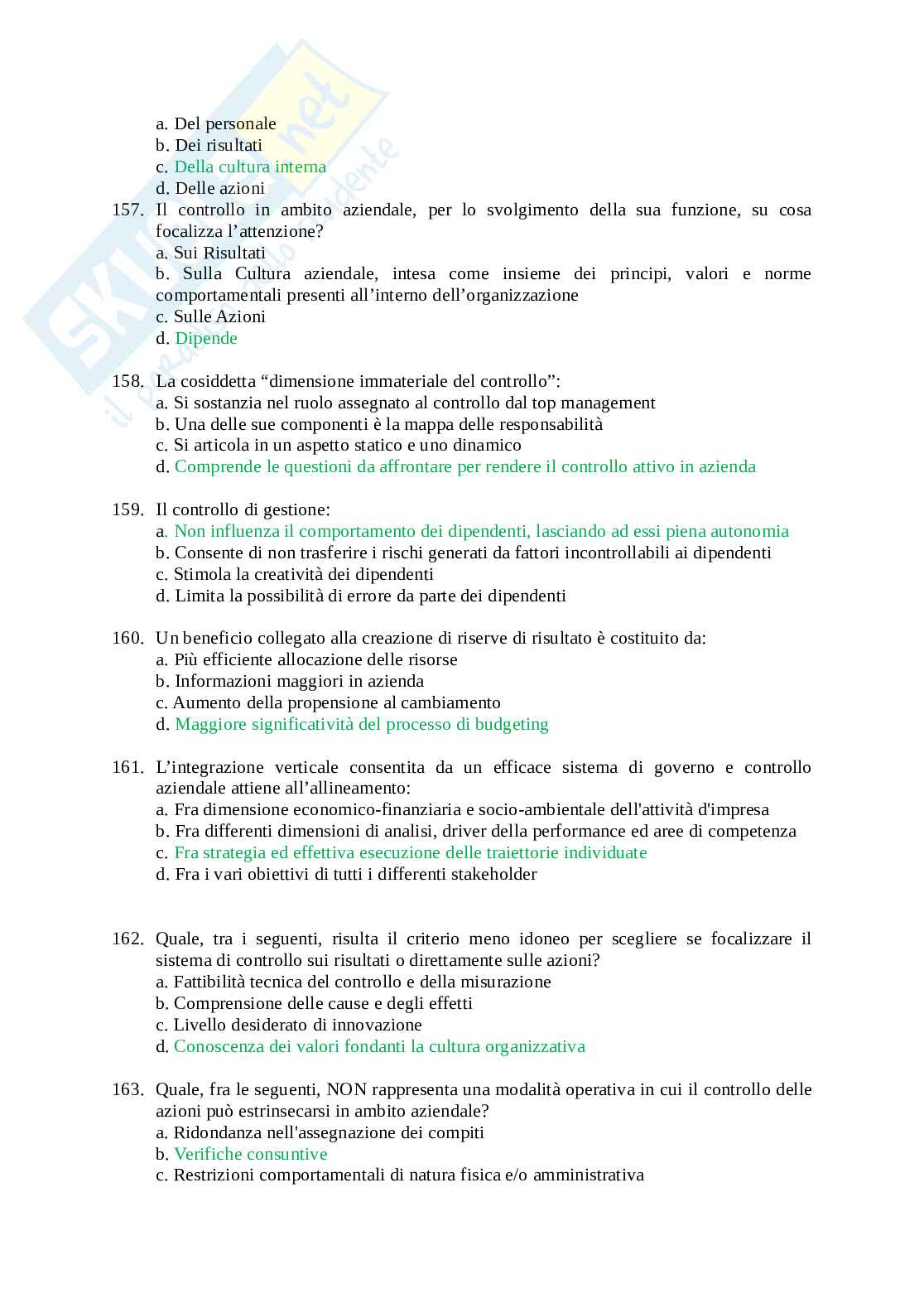 Domande multiple Pianificazione e controllo Pag. 36