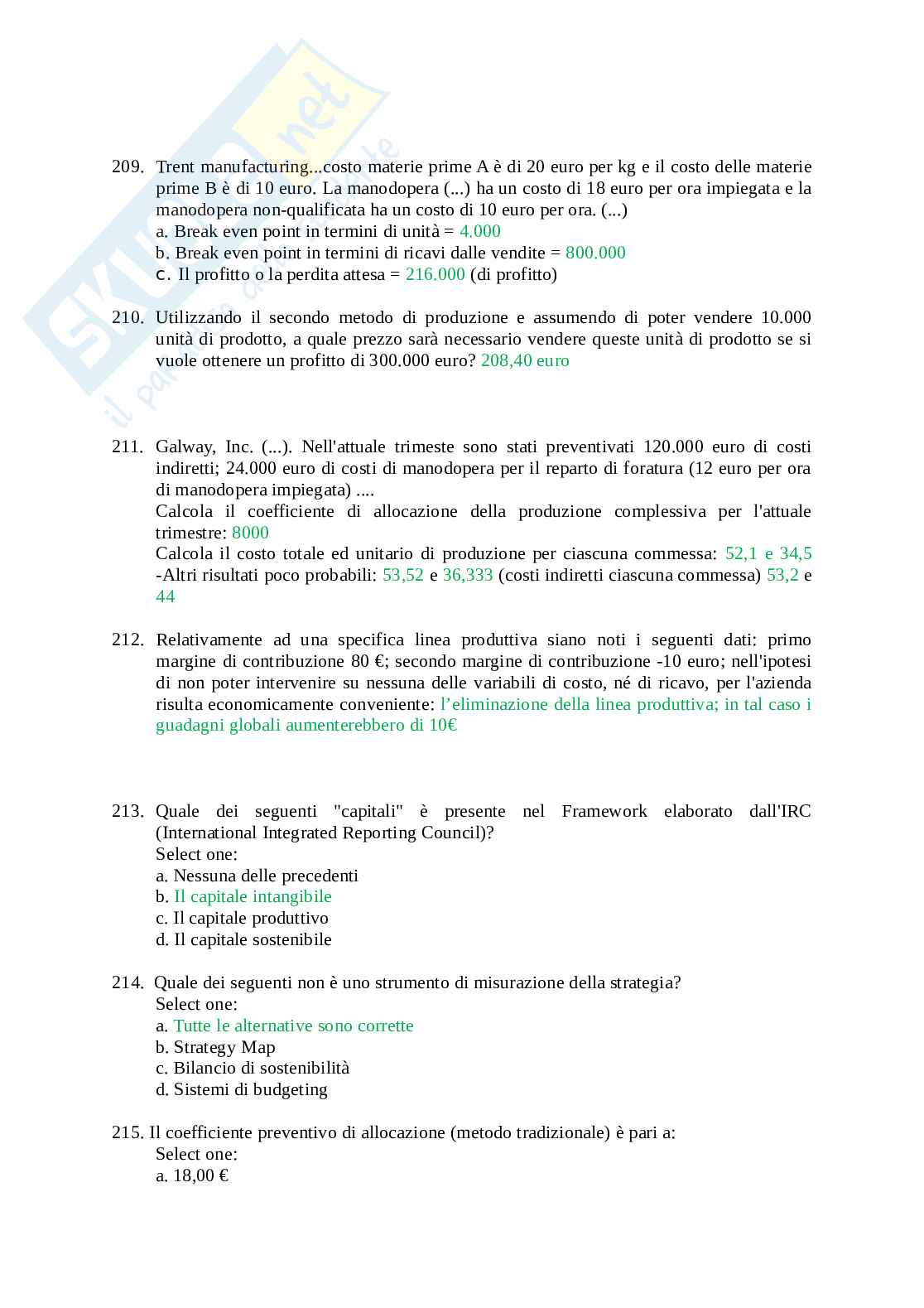 Domande multiple Pianificazione e controllo Pag. 46