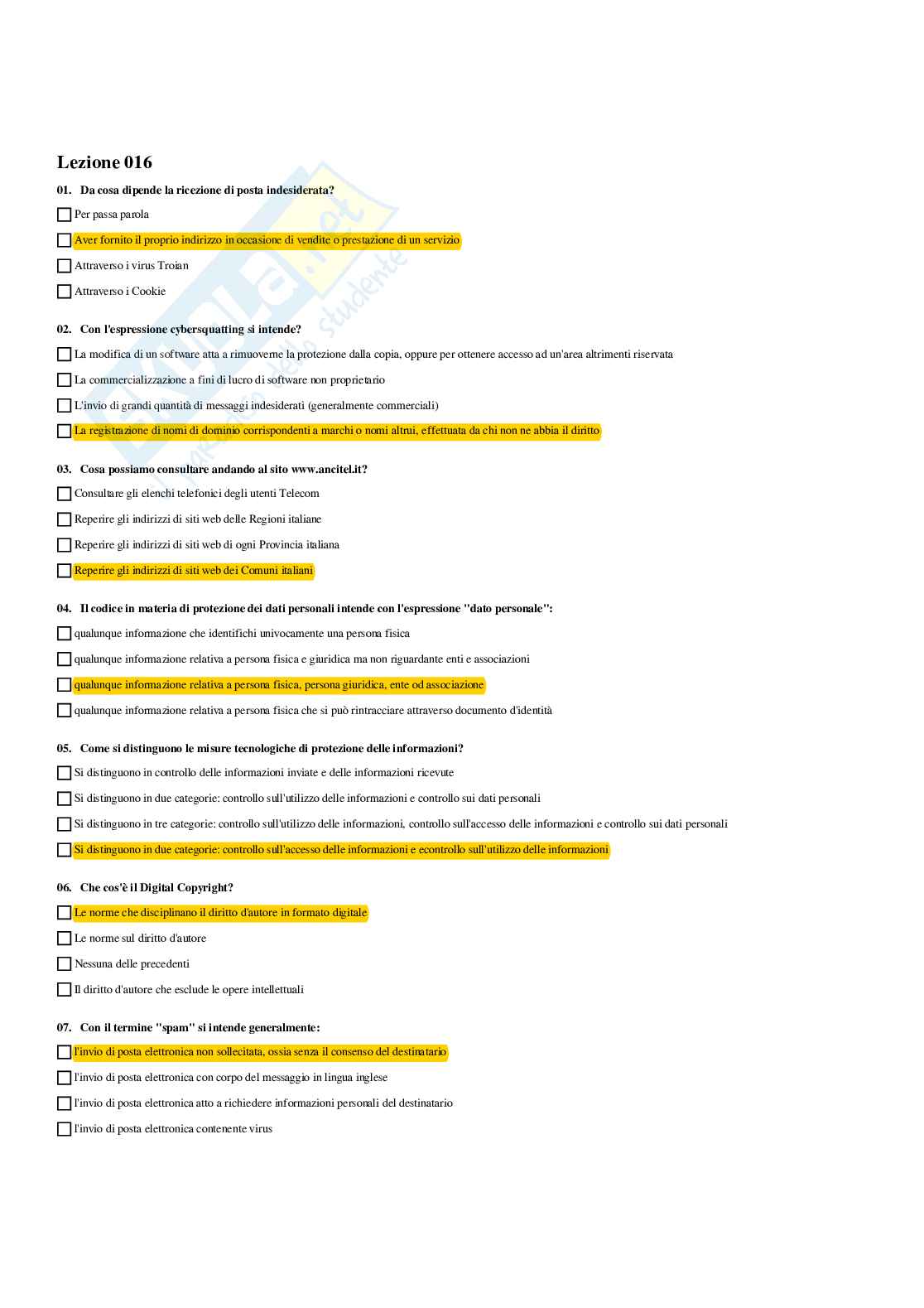 Paniere Informatica - Risposte multiple - aggiornato (2026) Pag. 31