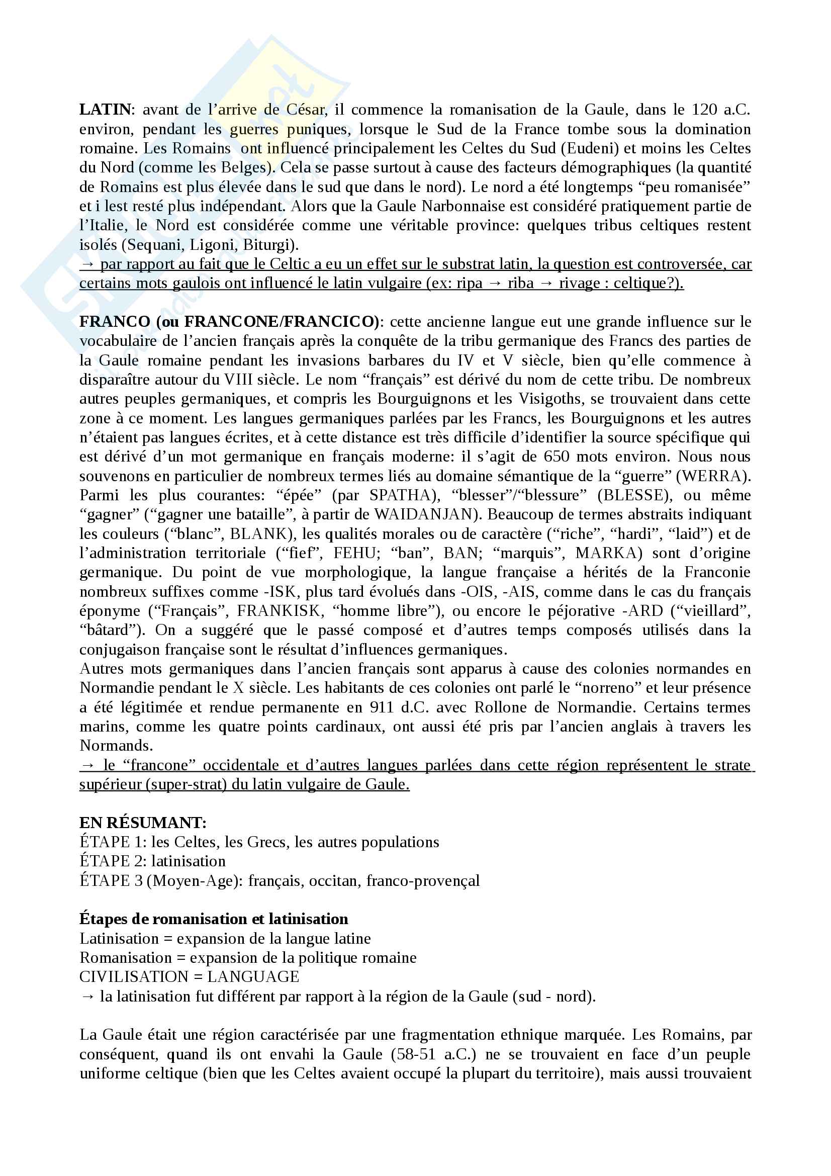 Riassunto esame Storia della lingua francese, prof. Floquet, libro consigliato: Rey, A. et alii, “Mille ans de langue française”, Paris, Perrin, 2007. Pag. 2