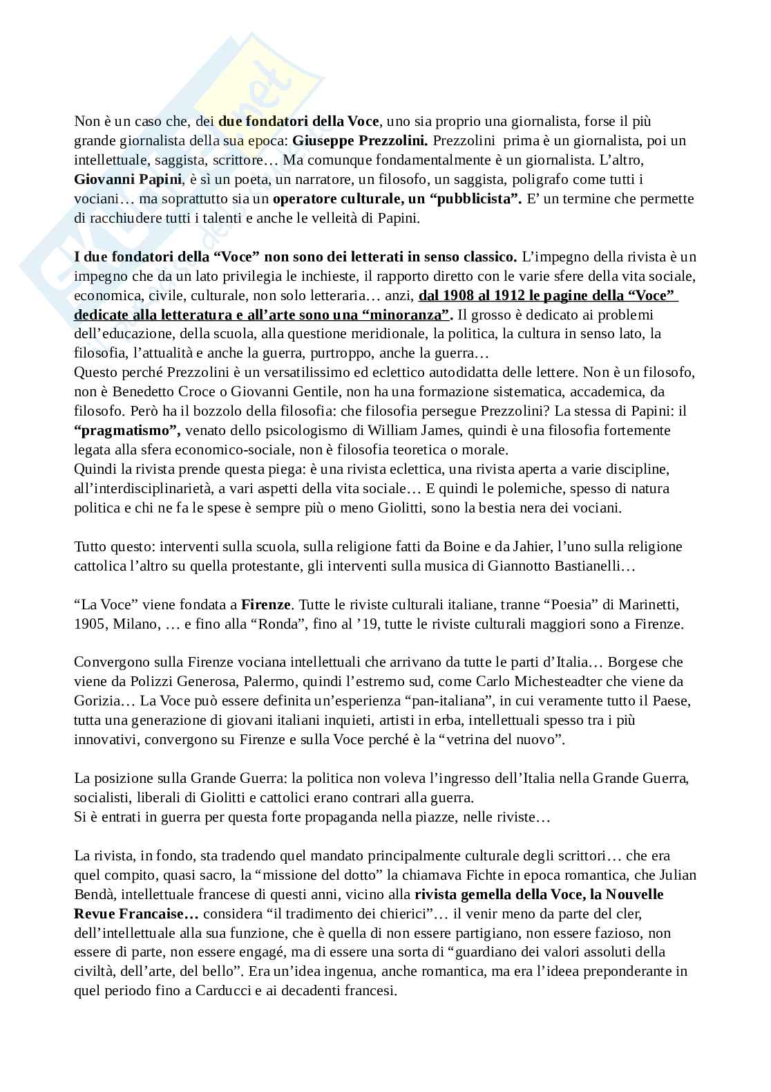 Rivista La Voce, protagonisti, direttori e caratteristiche Pag. 6