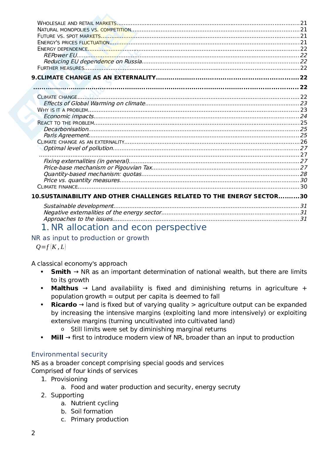 Natural Resources and Energy Security - Economics Pag. 2