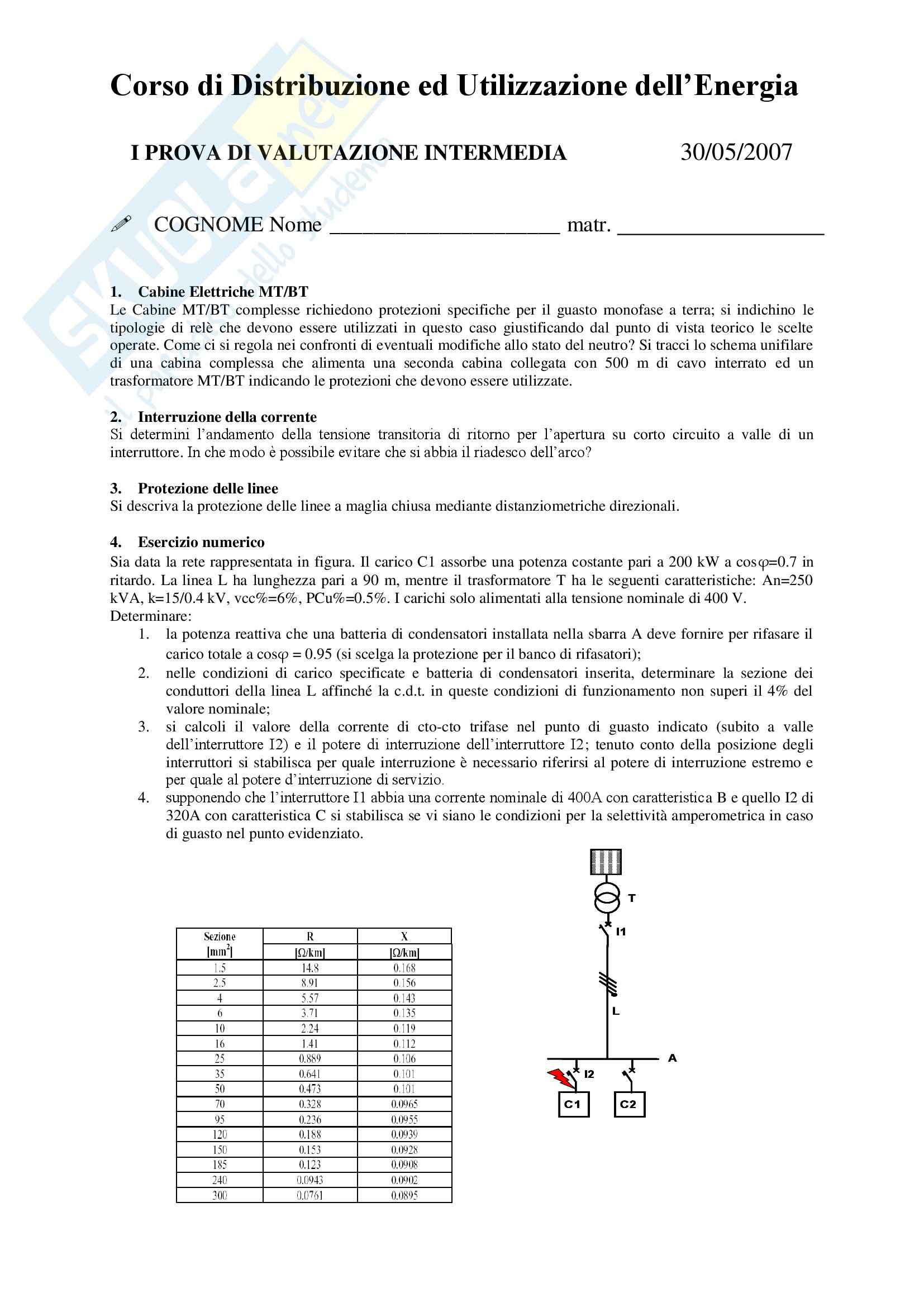 Esercitazioni distribuzione energia elettrica Pag. 6