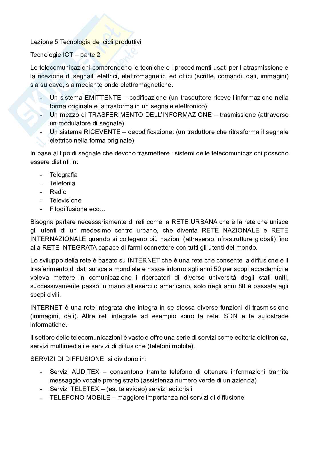 Lezioni 5 e 6 Tecnologia dei cicli produttivi Pag. 1