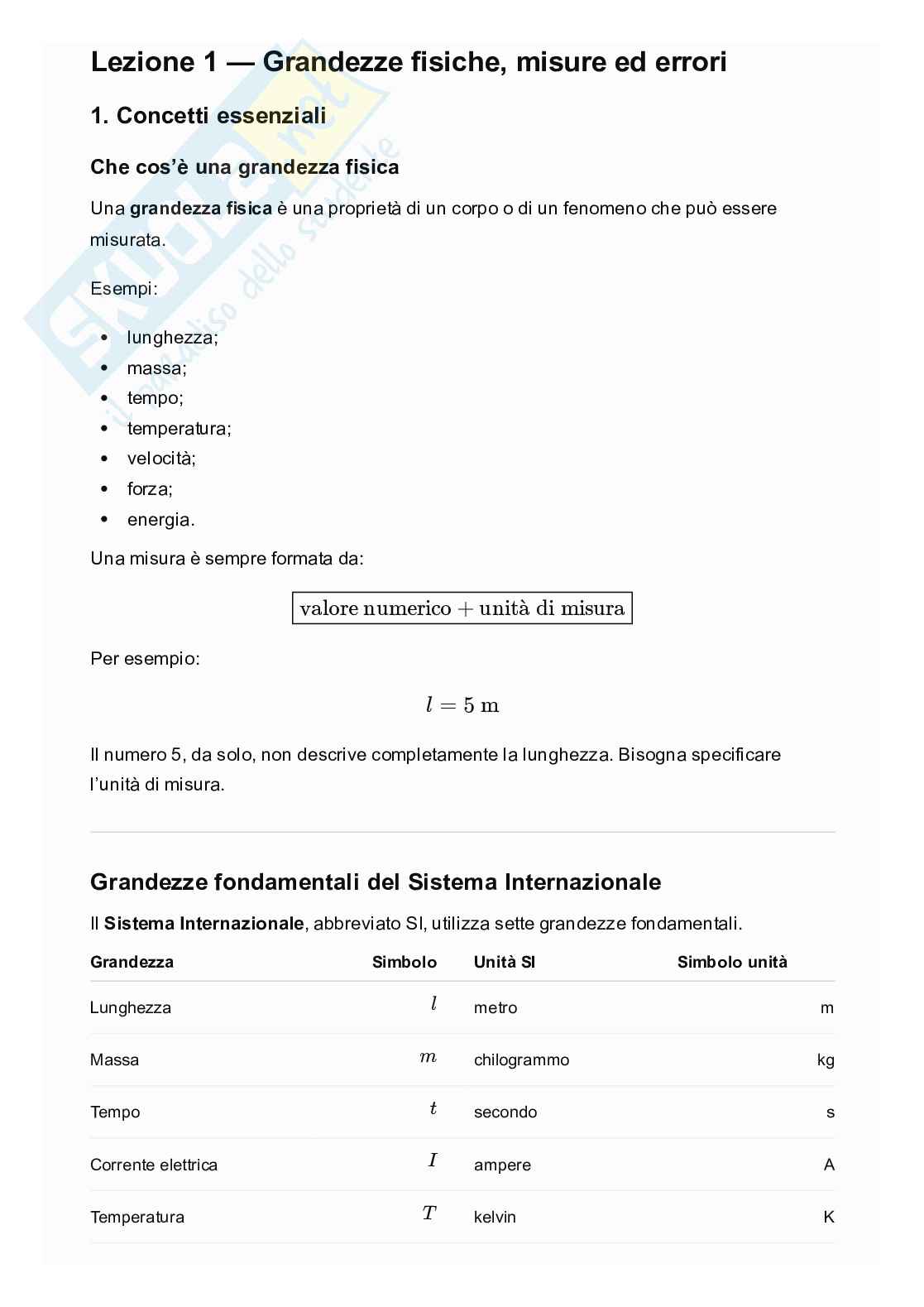Grandezze ed errori Pag. 1