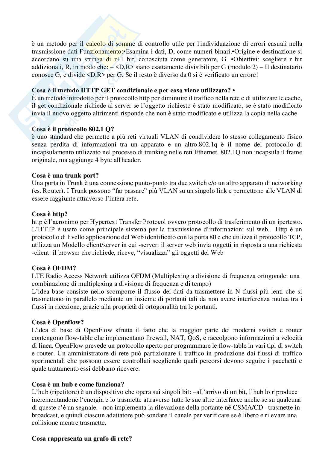 Paniere Reti di Telecomunicazioni - domande aperte Pag. 6