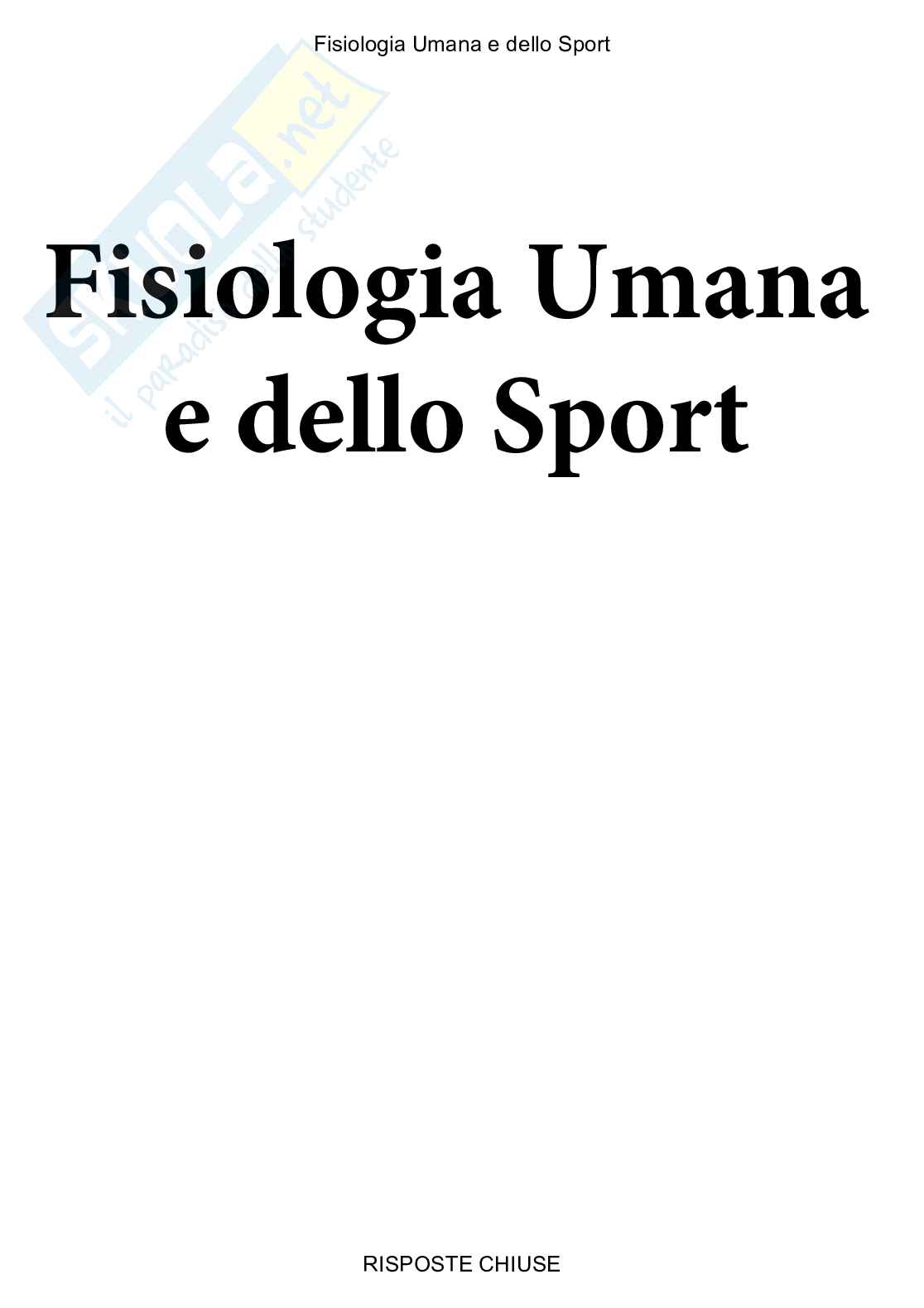 Fisiologia umana e dello sport - Paniere compilato Pag. 1