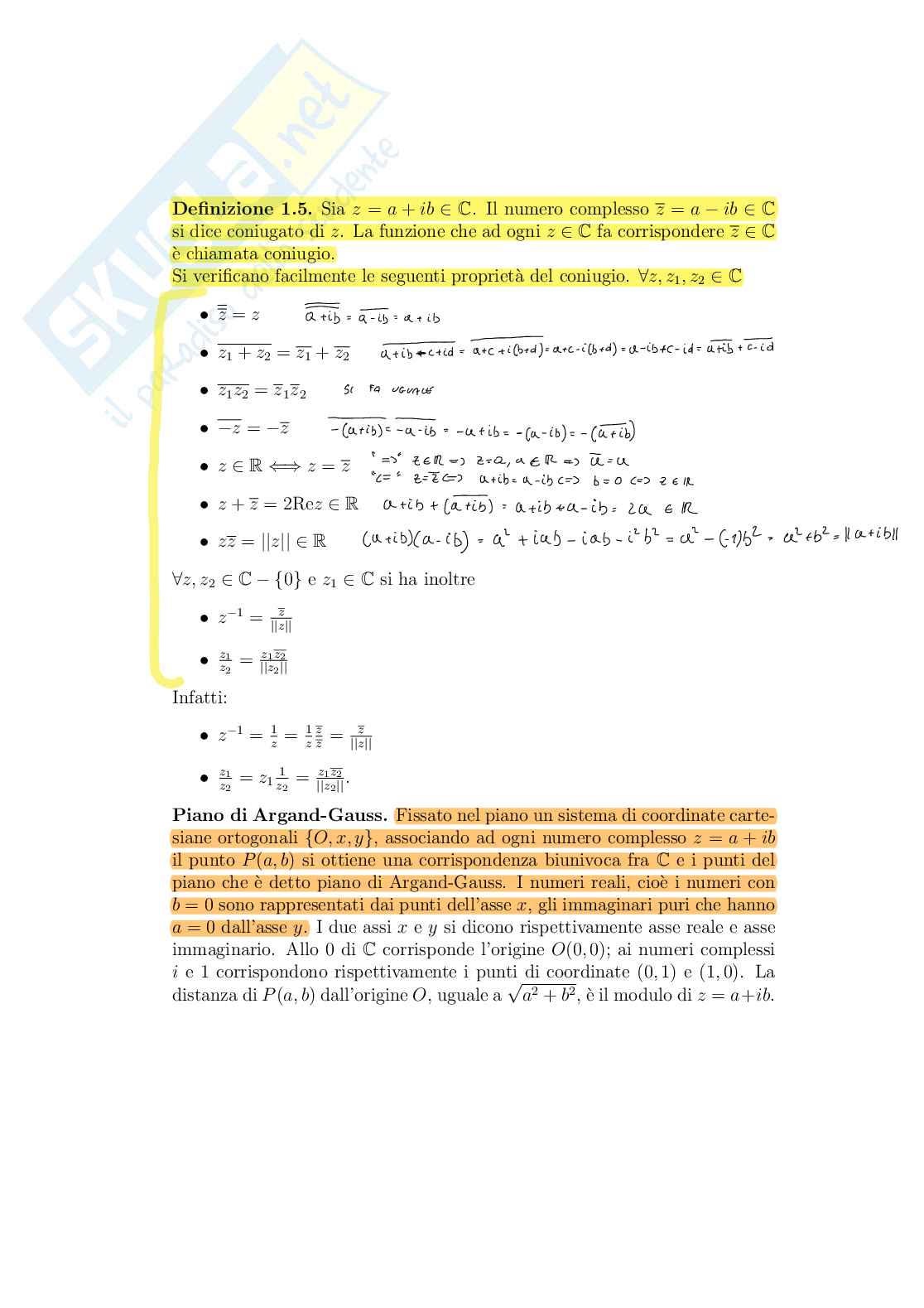 Appunti di Geometria sui numeri complessi Pag. 2
