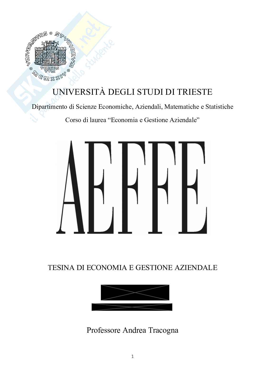 Tesina Gruppo AEFFE  Pag. 1