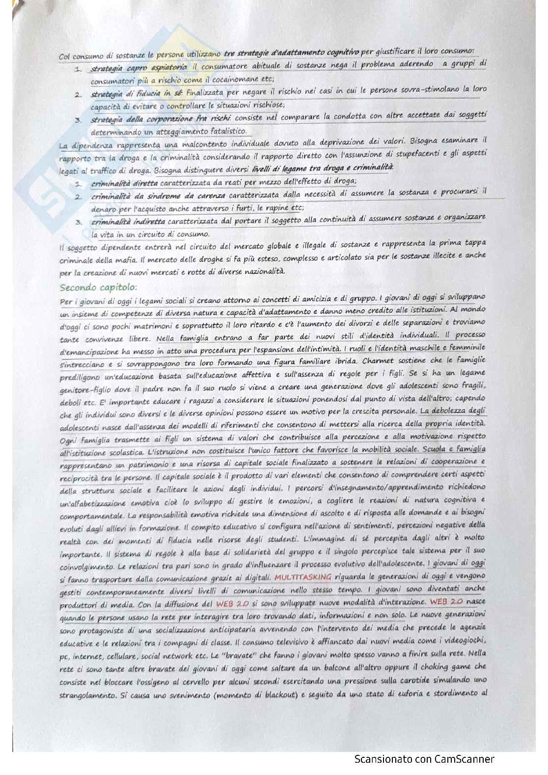 Riassunto esame sociologia generale, prof Gallina, libro consigliato Dalle debolezze alle dipendenze. Comportamenti a rischio e uso di sostanze tra gli adolescenti, Gallina Pag. 2