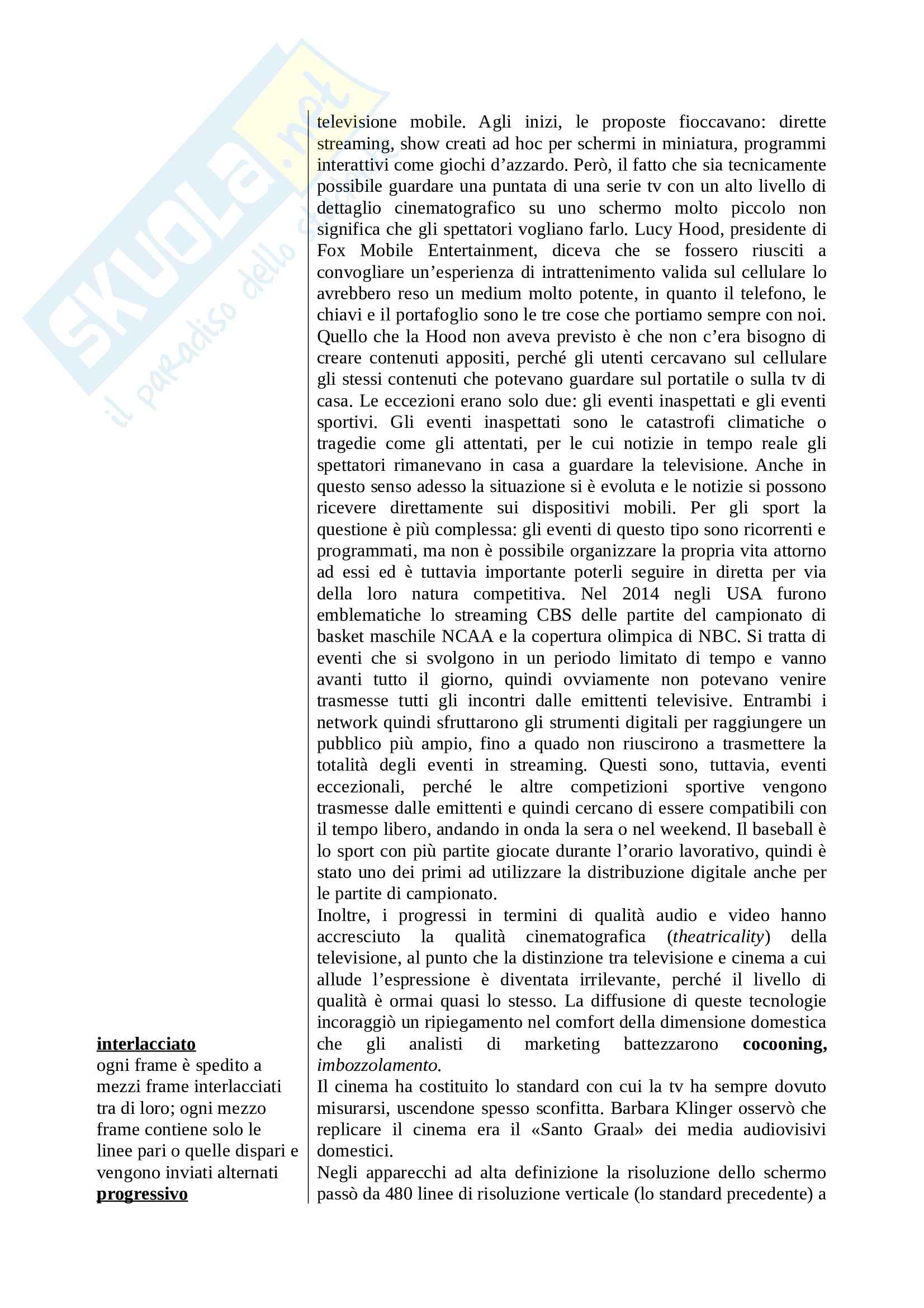 Riassunto esame Teorie e tecniche del linguaggio audiovisivo, prof. Bandirali, libro consigliato L'era post-network, Lotz Pag. 6