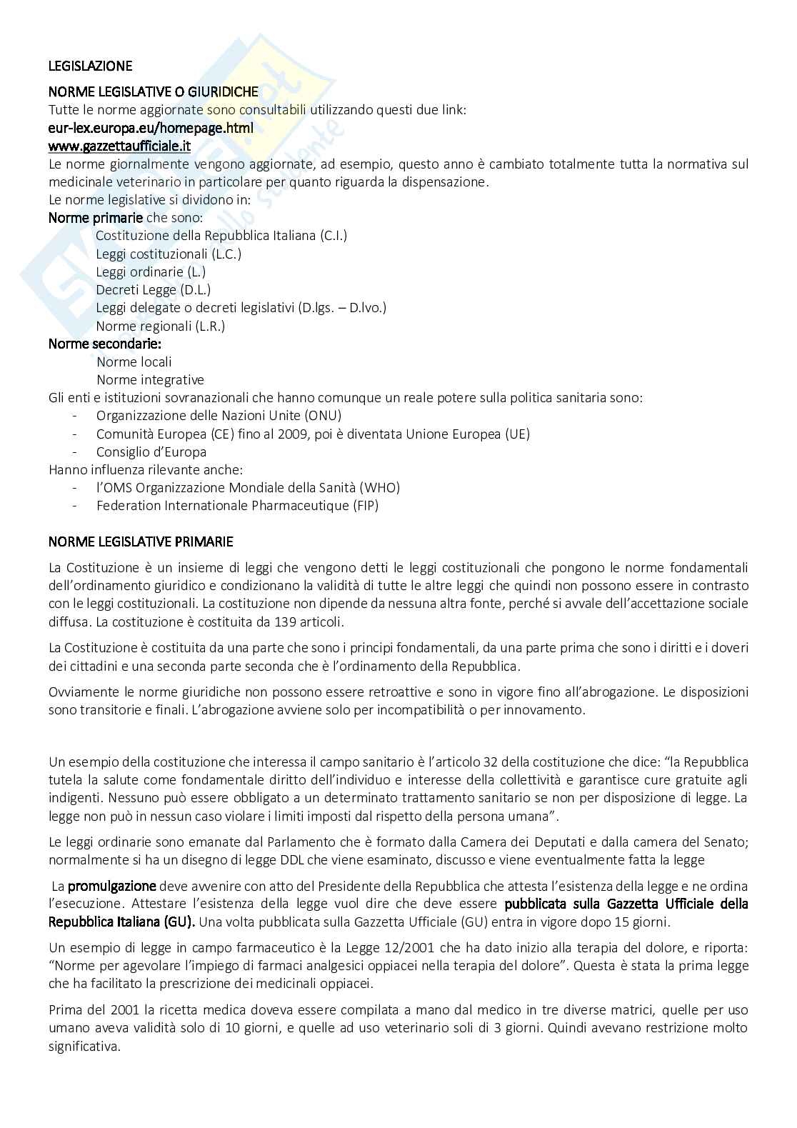Tecnologia, legislazione e deontologia farmaceutiche I - Appunti e domande Pag. 1