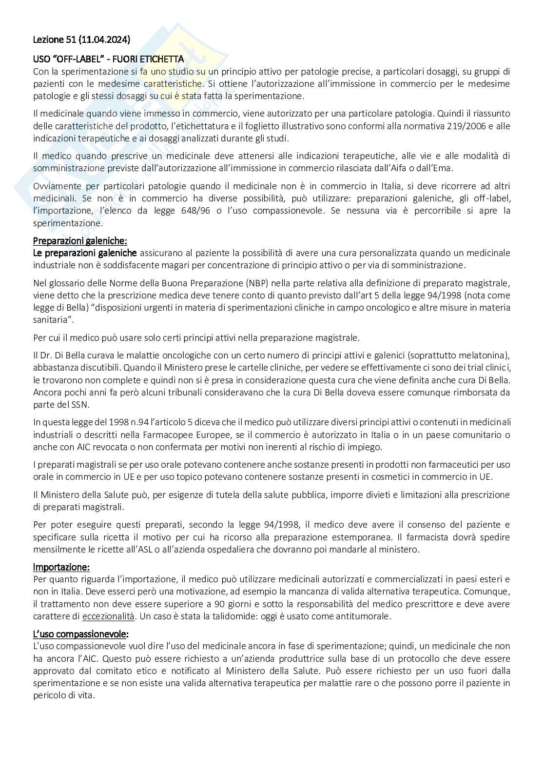 Tecnologia, legislazione e deontologia farmaceutiche I - Appunti e domande Pag. 61