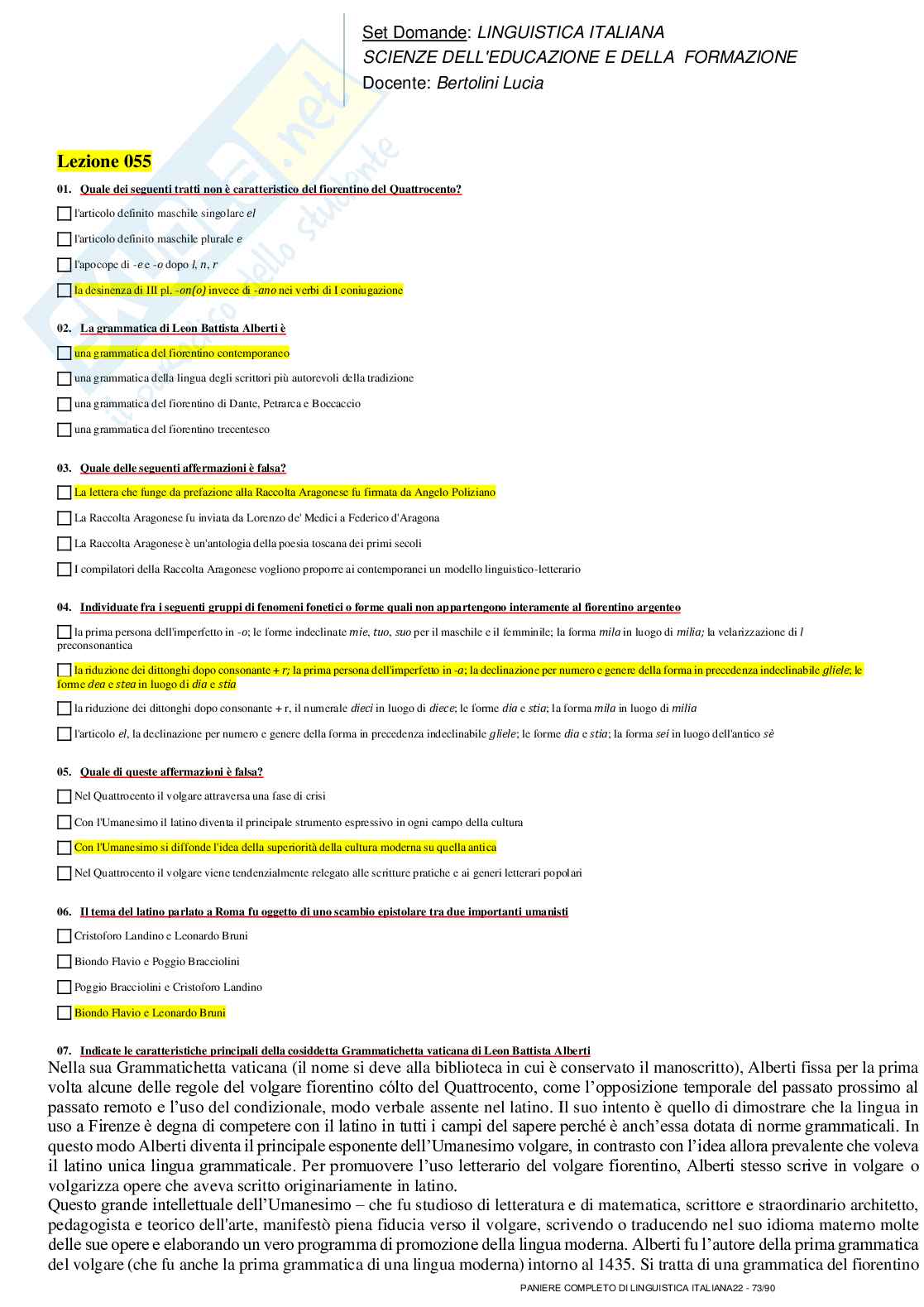 Paniere nuovo completo di Linguistica Italiana Pag. 76