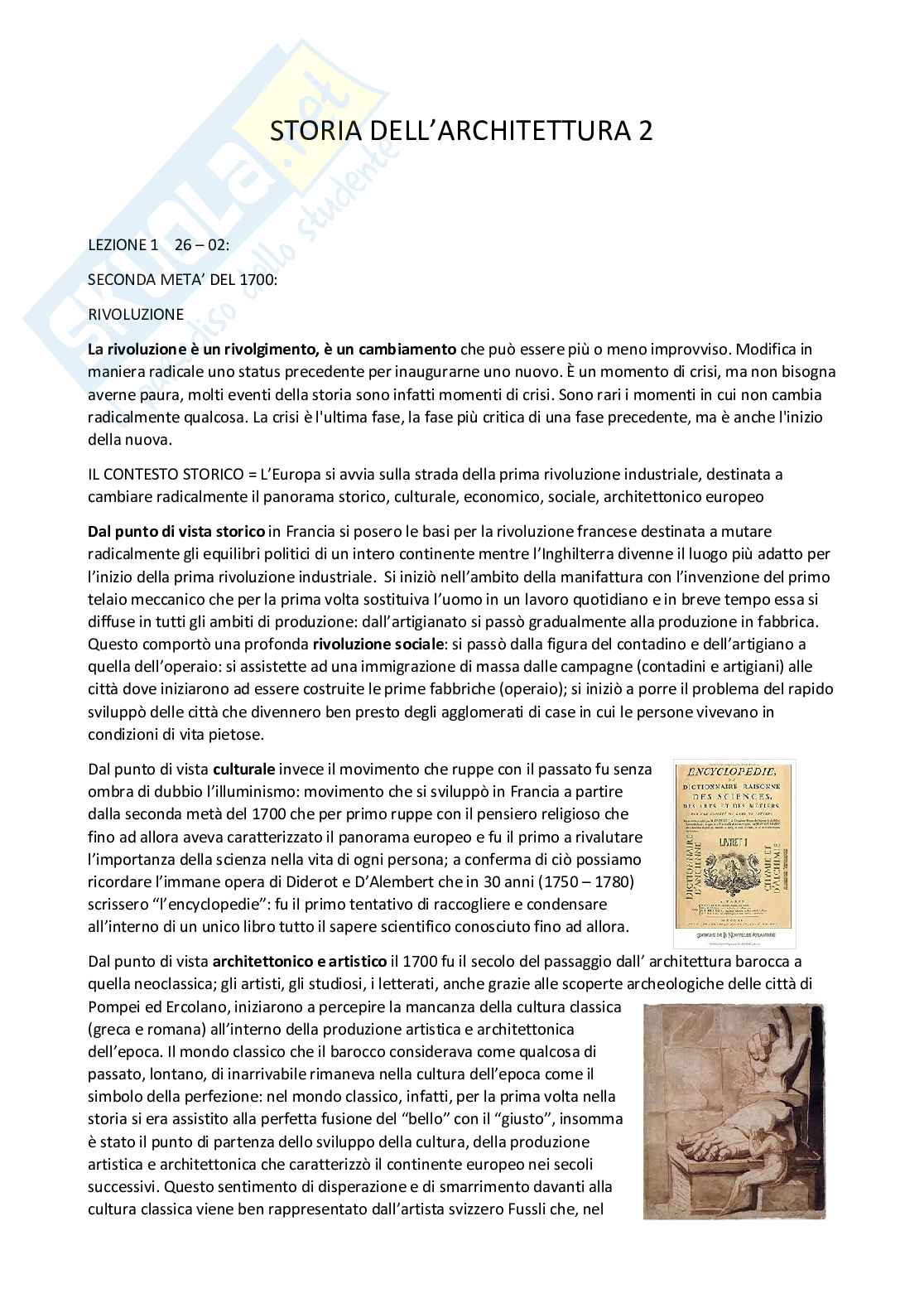 Lezioni complete del corso: Storia dell'architettura II  Pag. 1