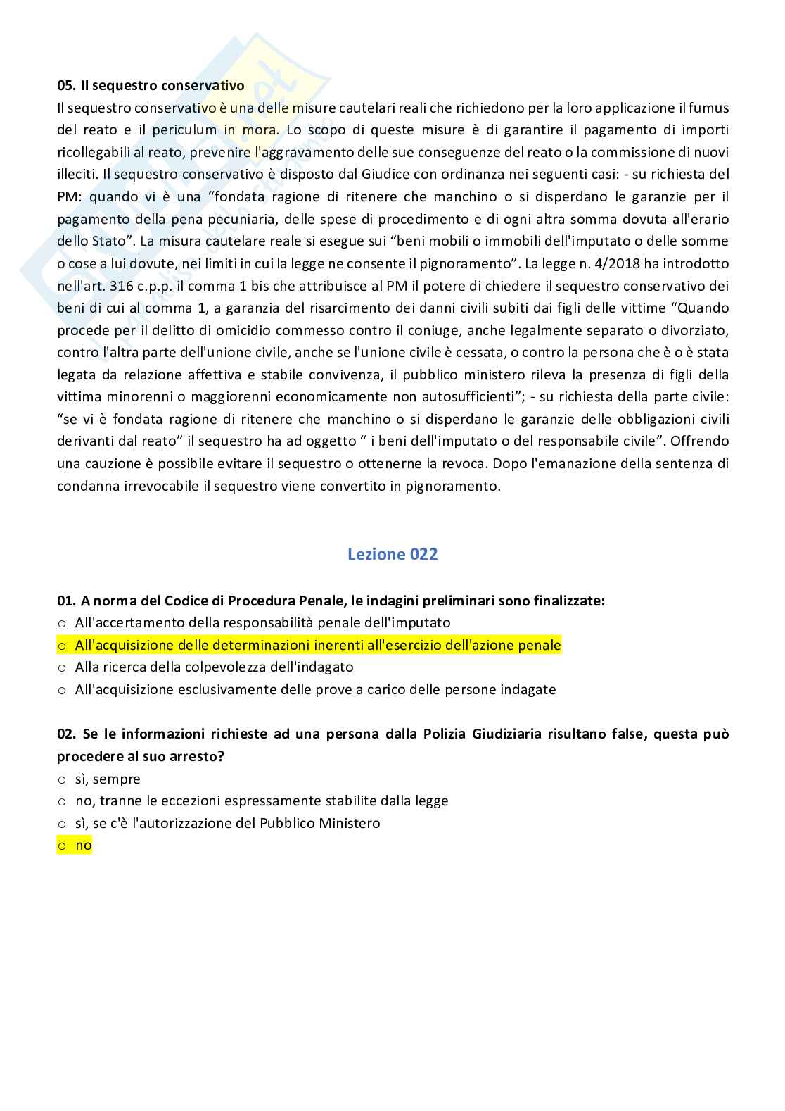 Set domande aperte e chiuse di Diritto processuale penale Pag. 21