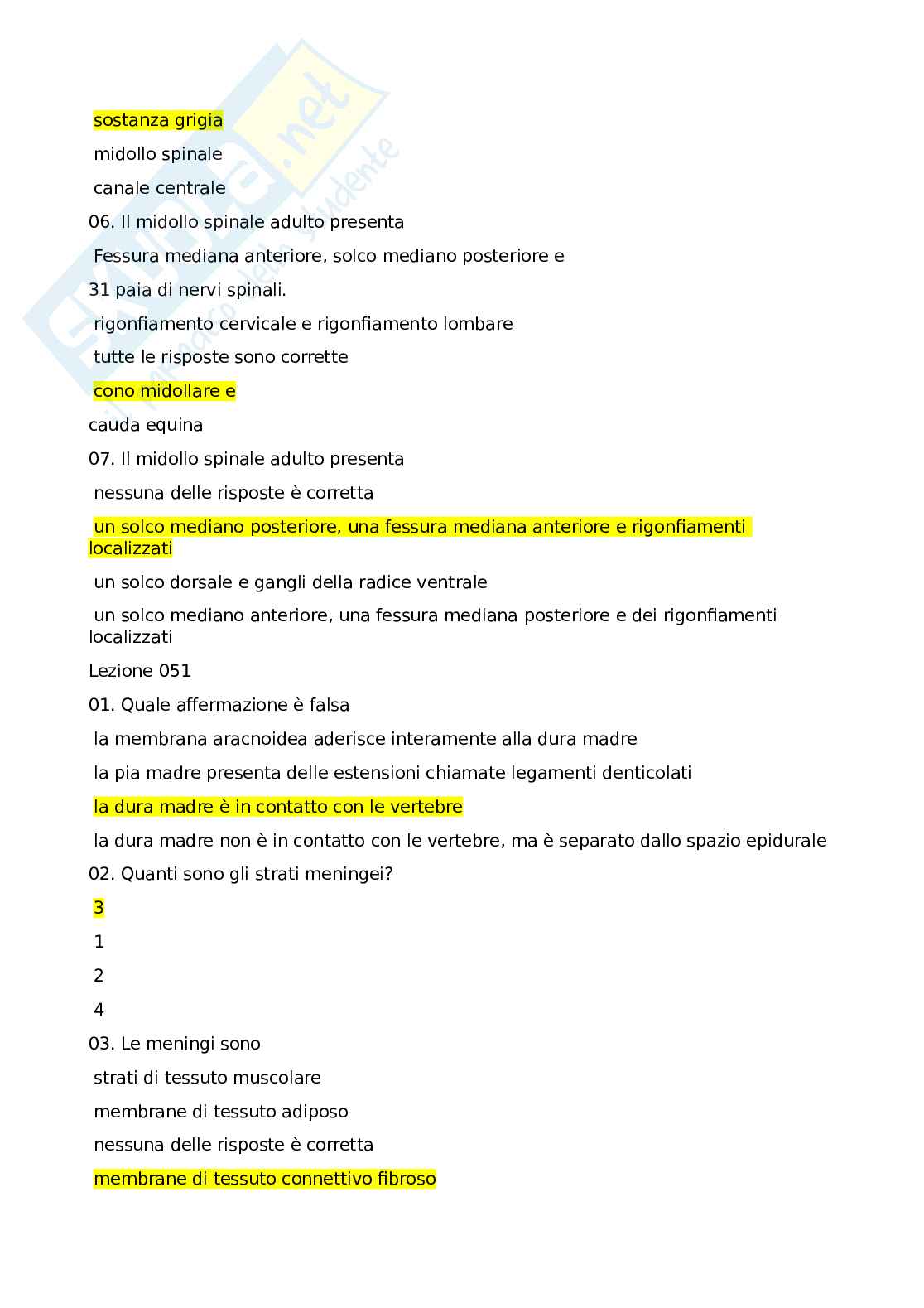 Domande chiuse del Paniere di Anatomia umana Pag. 26
