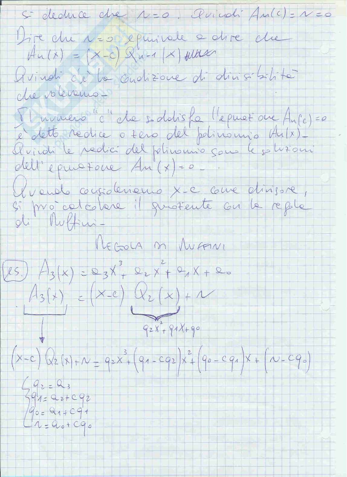 Richiami di algebra. Polinomi e operazioni sui polinomi Pag. 6