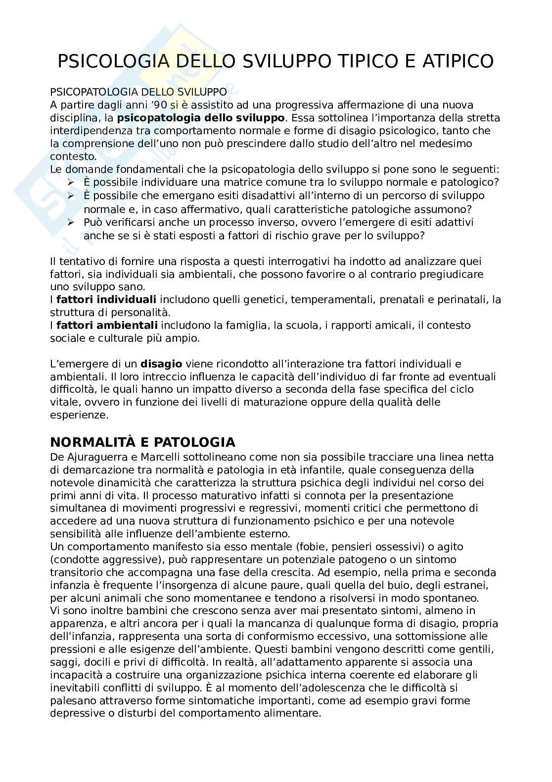 Psicologia Dello Sviluppo Tipico E Atipico